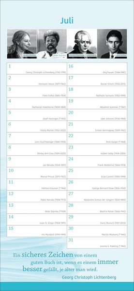 Produktbild: Der literarische Geburtstagskalender - Mit Geburtstagskindern und Zitaten
