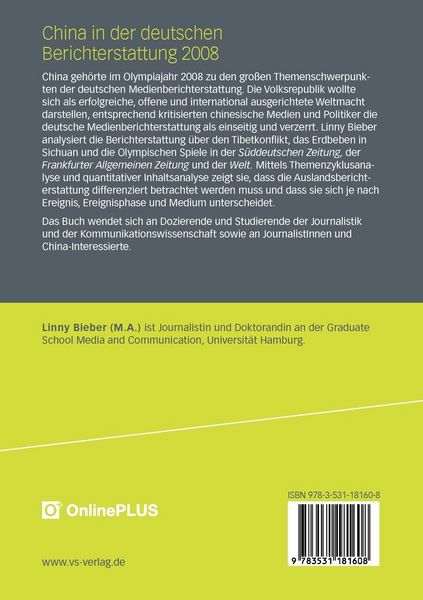 Produktbild: China in der deutschen Berichterstattung 2008