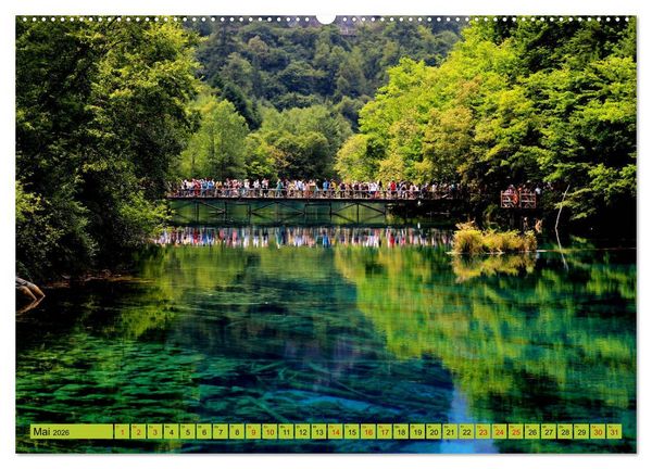 Produktbild: Die magischen Gew&auml;sser von Jiuzhaigou und Huanglong (Wandkalender 2026 DIN A2 quer), CALVENDO Monatskalender