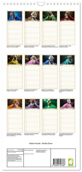Produktbild: Familienplaner 2027 - Kleine Hunde - Gro&szlig;e Diven mit 5 Spalten (Wandkalender, 21 x 45 cm) CALVENDO
