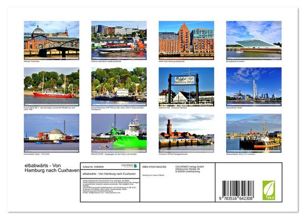 Produktbild: elbabw&auml;rts - Von Hamburg nach Cuxhaven (Wandkalender 2026 DIN A4 quer), CALVENDO Monatskalender