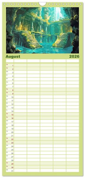 Produktbild: Familienplaner 2026 - Ruinen versunkener Kulturen - Fantasiebilder mit 5 Spalten (Wandkalender, 21 x 45 cm) CALVENDO
