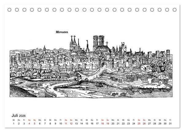 Produktbild: Schedelsche Weltchronik Deutsche St&auml;dte 1493 (Tischkalender 2026 DIN A5 quer), CALVENDO Monatskalender