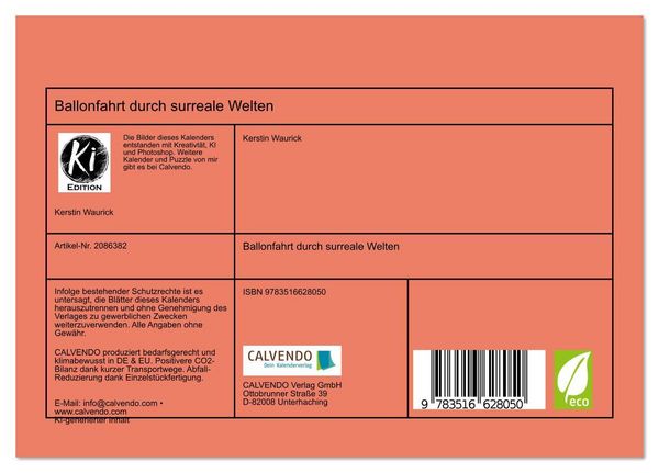 Produktbild: Ballonfahrt durch surreale Welten (Tischkalender 2026 DIN A5 quer), CALVENDO Monatskalender
