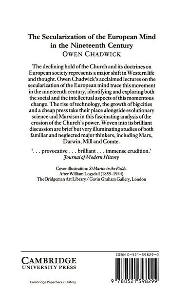 Produktbild: The Secularization of the European Mind in the Nineteenth Century