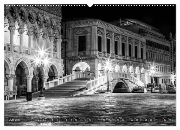 Produktbild: Leuchtendes Venedig &hellip;in monochrom (hochwertiger Premium Wandkalender 2026 DIN A2 quer), Kunstdruck in Hochglanz