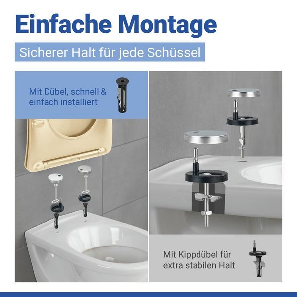 Produktbild: WC Sitz Mod. Galati Beige matt, Toilettendeckel in D-Form mit Absenkautomatik