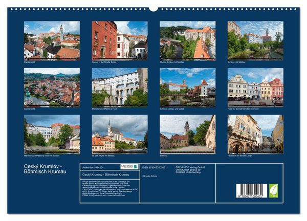 Produktbild: Cesk&yacute; Krumlov - B&ouml;hmisch Krumau (Wandkalender 2026 DIN A2 quer), CALVENDO Monatskalender