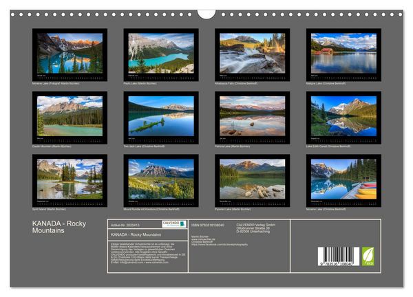 Produktbild: KANADA - Rocky Mountains (Wandkalender 2026 DIN A3 quer), CALVENDO Monatskalender