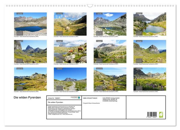 Produktbild: Die wilden Pyren&auml;en (Wandkalender 2026 DIN A2 quer), CALVENDO Monatskalender