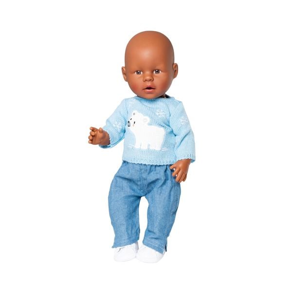 Produktbild: Puppen-Eisb&auml;r-Pullover mit Jeans, Gr. 35-45 cm, sortiert