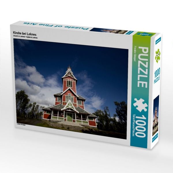 CALVENDO Puzzle Kirche bei Leknes | 1000 Teile Lege-Größe 64x48cm Foto-Puzzle für glückliche Stunden