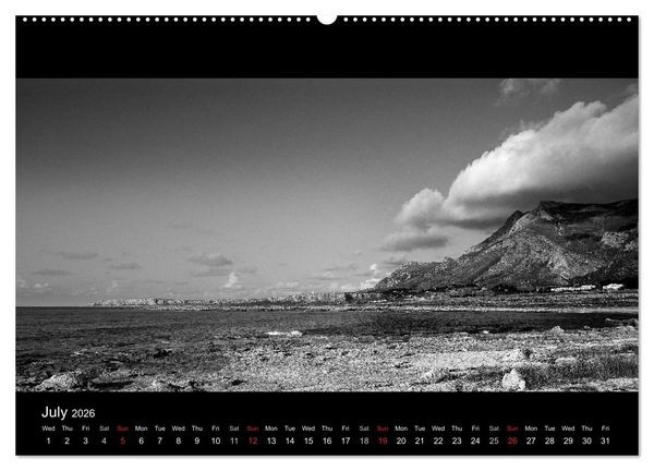 Produktbild: Black and White Sicily (High Quality Premium Wall Calendar 2026 DIN A2 landscape),CALVENDO 12 Month Wall Calendar