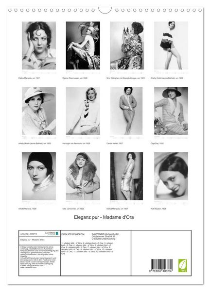 Produktbild: Eleganz pur - Madame d'Ora (Wandkalender 2026 DIN A3 hoch), CALVENDO Monatskalender