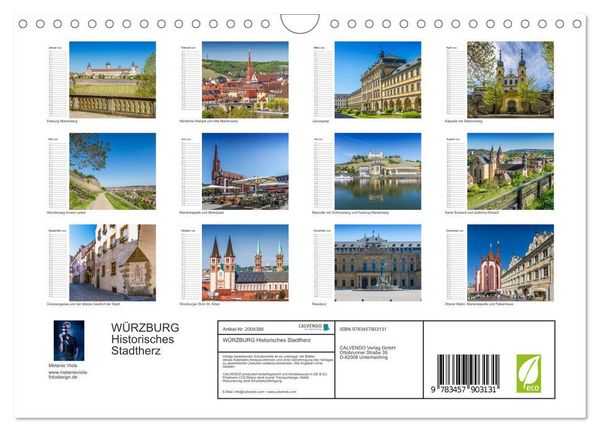 Produktbild: W&Uuml;RZBURG Historisches Stadtherz (Wandkalender 2026 DIN A4 quer), CALVENDO Monatskalender