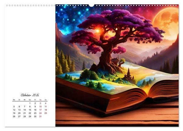 Produktbild: Fantastische surreale B&uuml;cherwelten (hochwertiger Premium Wandkalender 2026 DIN A2 quer), Kunstdruck in Hochglanz