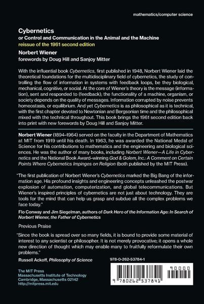 Produktbild: Cybernetics or Control and Communication in the Animal and the Machine, Reissue of the 1961 second edition