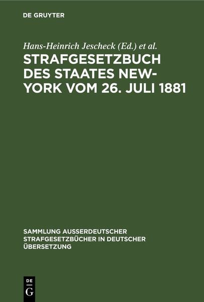 Produktbild: Strafgesetzbuch des Staates New-York vom 26. Juli 1881