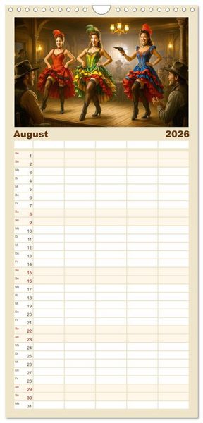 Produktbild: Familienplaner 2026 - Cowboy Alltag und Western Staub mit 5 Spalten (Wandkalender, 21 x 45 cm) CALVENDO