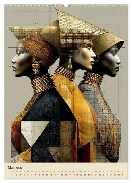 Produktbild: Afrikanische Anmut in Geometrie (hochwertiger Premium Wandkalender 2026 DIN A2 hoch), Kunstdruck in Hochglanz