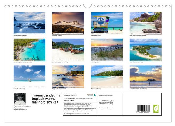 Produktbild: Traumstr&auml;nde, mal tropisch warm, mal nordisch kalt (Wandkalender 2026 DIN A3 quer), CALVENDO Monatskalender