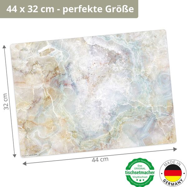 Produktbild: Tischsetmacher Tischsets Marmorplatte in bunten Farben, aus hochwertigem Vinyl (4 St&uuml;ck), 44 x 32 cm