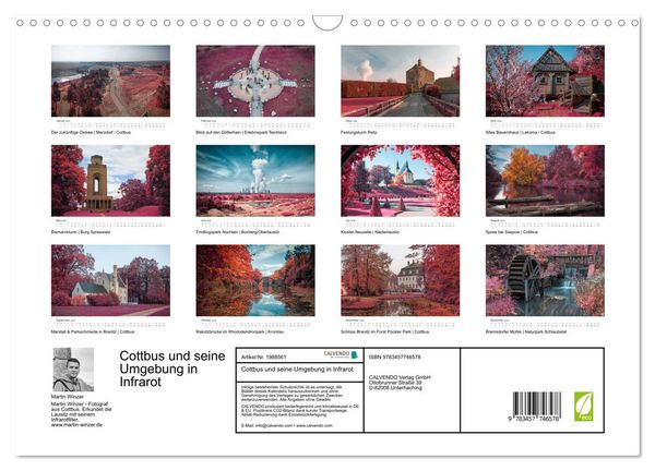 Produktbild: Cottbus und seine Umgebung in Infrarot (Wandkalender 2026 DIN A3 quer), CALVENDO Monatskalender