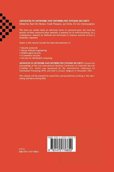Produktbild: Advances in Network and Distributed Systems Security