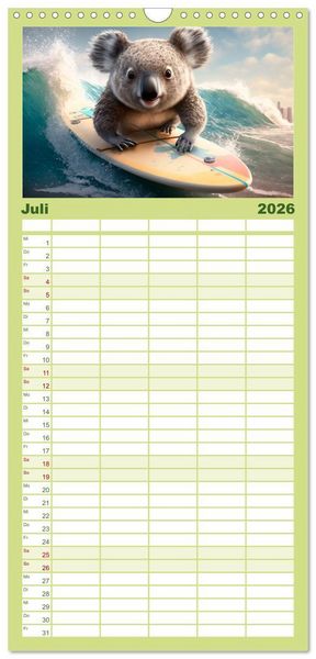 Produktbild: Familienplaner 2026 - Die Koalas sind los! Ein Jahr voller B&auml;renspa&szlig; mit 5 Spalten (Wandkalender, 21 x 45 cm) CALVENDO