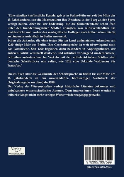 Produktbild: Geschichte der Schriftsprache in Berlin