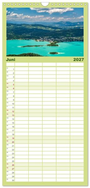Produktbild: Familienplaner 2027 - Rund um den W&ouml;rthersee in &Ouml;sterreich mit 5 Spalten (Wandkalender, 21 x 45 cm) CALVENDO