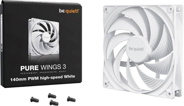 BeQuiet PURE WINGS 3 White 140mm PWM high-speed PC-Gehäuse-Lüfter Weiß (B x H x T) 140 x 25 x 140 mm