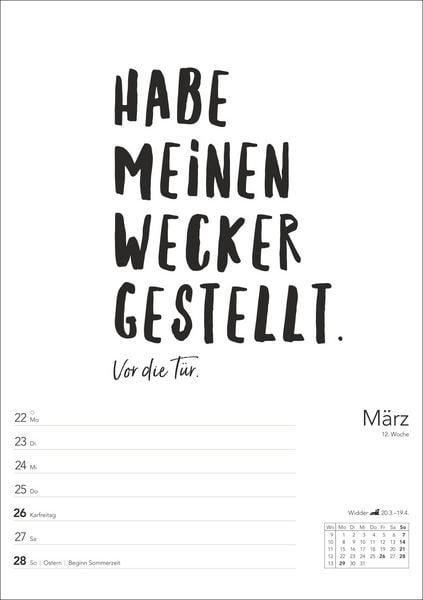 Produktbild: Typo-Spr&uuml;che-Kalender s/w Wochenplaner 2027 - mit 53 witzigen Spr&uuml;chen