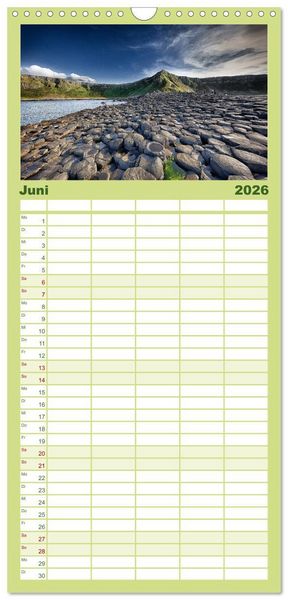 Produktbild: Familienplaner 2026 - Irland - Zauberhafte Insel in gr&uuml;n mit 5 Spalten (Wandkalender, 21 x 45 cm) CALVENDO