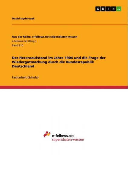 Produktbild: Der Hereroaufstand im Jahre 1904 und die Frage der Wiedergutmachung durch die Bundesrepublik Deutschland