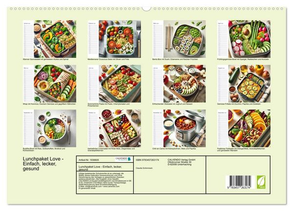 Produktbild: Lunchpaket Love - Einfach, lecker, gesund (hochwertiger Premium Wandkalender 2026 DIN A2 quer), Kunstdruck in Hochglanz