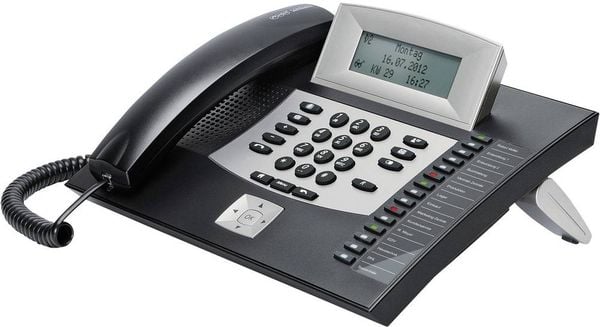 Auerswald COMfortel 1600 Systemtelefon, ISDN Headsetanschluss, Freisprechen, Touchscreen Beleuchtetes Display Schwarz, S