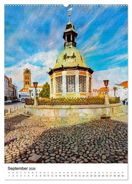 Produktbild: Hansestadt Wismar - Aquarellansichten der Perle des Nordens (Wandkalender 2026 DIN A2 hoch), CALVENDO Monatskalender
