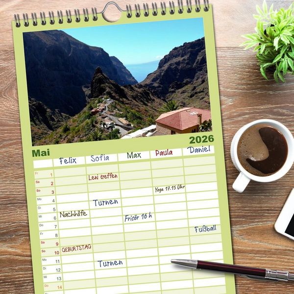 Produktbild: Familienplaner 2026 - Teneriffa - Insel der Vielf&auml;ltigkeit mit 5 Spalten (Wandkalender, 21 x 45 cm) CALVENDO