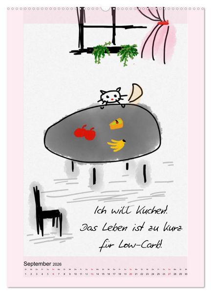 Produktbild: Katzen. Lustige Spr&uuml;che f&uuml;r Katzenmenschen (hochwertiger Premium Wandkalender 2026 DIN A2 hoch), Kunstdruck in Hochglanz