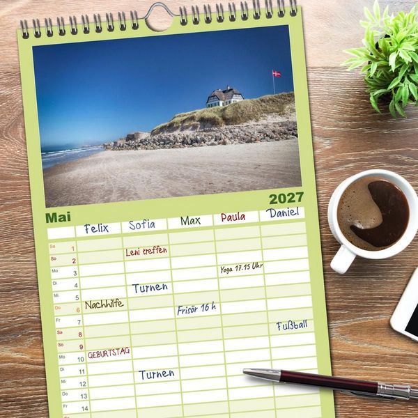 Produktbild: Familienplaner 2027 - D&auml;nemark - Mit dem Wohnmobil durch J&uuml;tland mit 5 Spalten (Wandkalender, 21 x 45 cm) CALVENDO