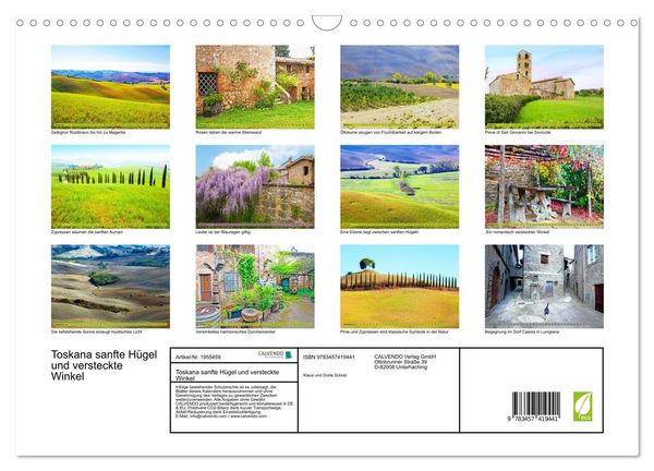 Produktbild: Toskana sanfte H&uuml;gel und versteckte Winkel (Wandkalender 2026 DIN A3 quer), CALVENDO Monatskalender