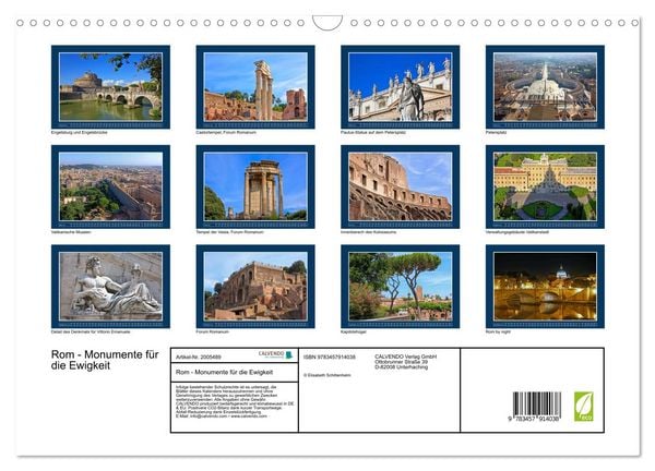 Produktbild: Rom - Monumente f&uuml;r die Ewigkeit (Wandkalender 2026 DIN A3 quer), CALVENDO Monatskalender