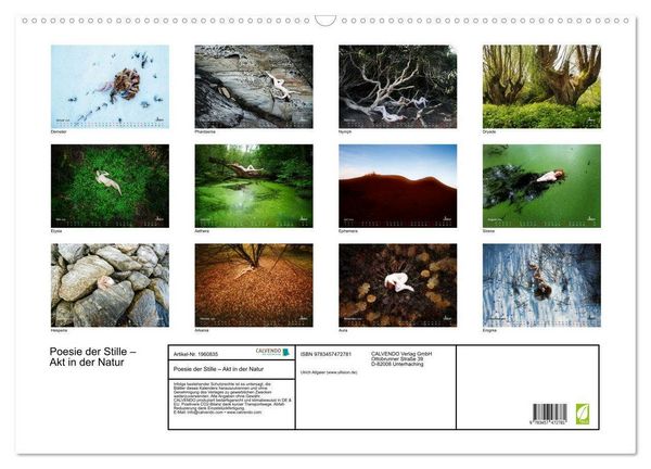 Produktbild: Poesie der Stille &ndash; Akt in der Natur (Wandkalender 2026 DIN A2 quer), CALVENDO Monatskalender