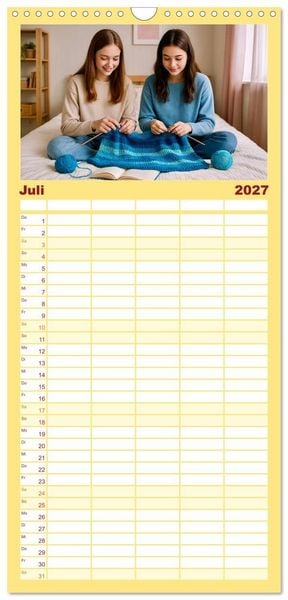 Produktbild: Familienplaner 2027 - Stricken und Wolle mit 5 Spalten (Wandkalender, 21 x 45 cm) CALVENDO