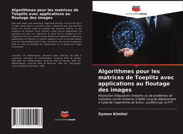 Produktbild: Algorithmes pour les matrices de Toeplitz avec applications au floutage des images