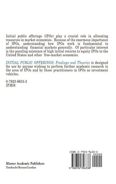 Produktbild: Initial Public Offerings: Findings and Theories