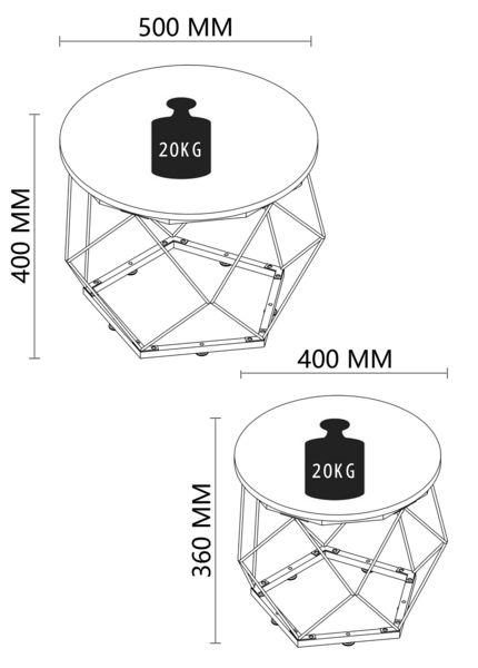 Produktbild: 2er Set Beistelltisch Sofatisch Helaro M