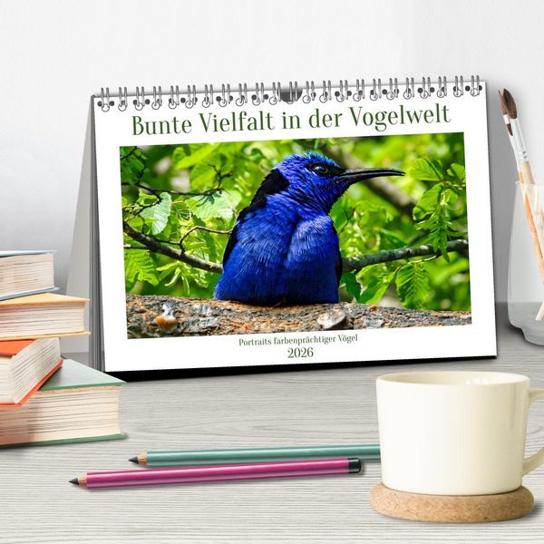 Produktbild: Bunte Vielfalt in der Vogelwelt (Tischkalender 2026 DIN A5 quer), CALVENDO Monatskalender