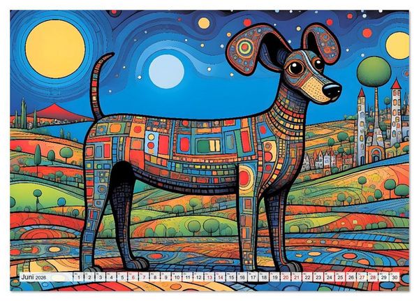 Produktbild: Bunte Hundebande (Tischkalender 2026 DIN A5 quer), CALVENDO Monatskalender